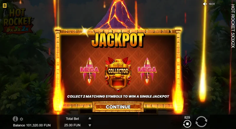 Hot Rocket 5x 3x 2x - pokretanje Jackpot Spins sa raketom-kolektorom u centru
