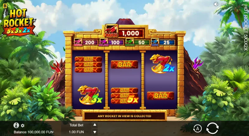 Hot Rocket 5x 3x 2x - osnovno okretanje sa overlay koeficijentima na bubnjevima